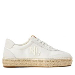 Espadryle LAUREN RALPH LAUREN. Białe espadryle Lauren Ralph Lauren, bez wzorów, bez obcasa, bez zapięcia. Za 489.99 zł.