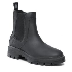 Sztyblety Timberland. Czarne botki Timberland, bez wzorów, bez obcasa, na płaskiej podeszwie, bez zapięcia. Za 849.99 zł.