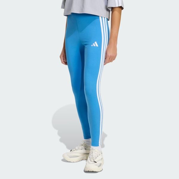 Legginsy Essentials 3-Stripes Cotton. Białe legginsy Adidas, xl, bez wzorów, z bawełny, z podwyższonym stanem. Za 110.99 zł.