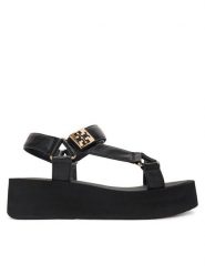 Tory Burch Sandały Mellow Platform Sandal 166402 Czarny. Czarne sandały Tory Burch, bez wzorów, ze skóry, bez obcasa, na koturnie, bez zapięcia. Za 1,099.00 zł.