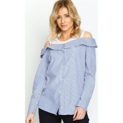 Ciemnoniebieska Koszula Here Goes. Białe koszule Born2be, s, bez wzorów, bez kołnierzyka, bez ramiączek. Za 64.99 zł.