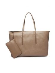 Calvin Klein Torebka Emblem Aop Large Tote W/ Pouch LV04F3364G Beżowy. Brązowe shopper Calvin Klein, bez wzorów, ze skóry, bez dodatków. Za 699.99 zł.