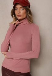 Ciemnoróżowy Casualowy Golf z Wiskozą i Modalem Lannetora. Czerwone golfy Renee, z aplikacjami, z jeansu, bez ramiączek. Za 44.99 zł.