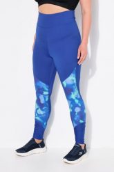 Damskie Sportowe legginsy szybkoschnące wysoki stan kieszeń na zamek. Niebieskie legginsy sportowe Ulla Popken, plus size, bez wzorów, z elastanu, z podwyższonym stanem. Za 239.99 zł.