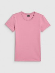 4F T-shirt slim gładki damski - różowy S. Czerwone t-shirty 4f, s, bez wzorów, z bawełny, bez kołnierzyka, bez ramiączek. Za 49.99 zł.