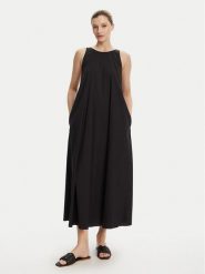 Max Mara Beachwear Sukienka letnia Romea 2516221019 Czarny Relaxed Fit. Czarne sukienki Max Mara Beachwear, na lato, bez wzorów, z bawełny, bez kołnierzyka, bez ramiączek. Za 1,009.00 zł.