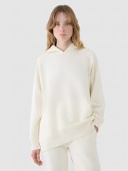 4F Bluza dresowa nierozpinana z kapturem damska - biała XS. Białe bluzy 4f, xs, bez wzorów, z bawełny, z kapturem. W wyprzedaży za 79.99 zł.