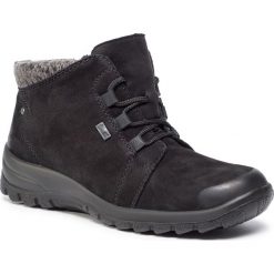 Botki RIEKER - L7140-00 Schwarz. Czarne botki Rieker, bez wzorów, z materiału, bez obcasa, bez zapięcia. Za 329.00 zł.