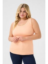 KAFFE curve Top w kolorze brzoskwiniowym rozmiar: XL. Pomarańczowe topy KAFFE curve, xl, bez wzorów, bez kołnierzyka, bez ramiączek. Za 105.63 zł.