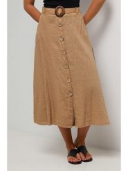 Le Monde du Lin Spódnica w kolorze jasnobrązowym rozmiar: 38/40. Brązowe spódnice Le Monde du Lin, bez wzorów, z bawełny, klasyczne, midi. Za 152.99 zł.