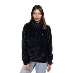 Bluza polarowa damska AULP VIRLO Ciepła Rozpinana z kołnierzem. Czarne bluzy Aulp, bez wzorów, z polaru, bez kaptura. Za 279.99 zł.