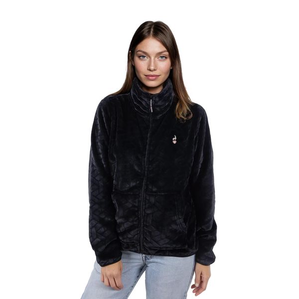 Bluza polarowa damska AULP VIRLO Ciepła Rozpinana z kołnierzem. Czarne bluzy Aulp, bez wzorów, z polaru, bez kaptura. W wyprzedaży za 239.99 zł.