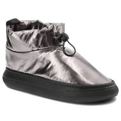 Srebrne Botki Venezia Ocieplane Buty Damskie. Szare botki Venezia, bez wzorów, ze skóry ekologicznej, bez obcasa, na platformie, bez zapięcia. Za 249.00 zł.
