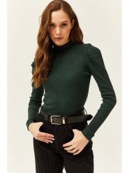 Trendyol Sweter w kolorze ciemnozielonym rozmiar: onesize. Zielone swetry Trendyol, bez wzorów, z bawełny, bez ramiączek. Za 46.95 zł.