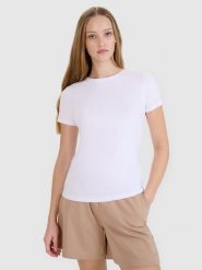 4F T-shirt slim gładki damski (2-pack) - multikolor M. Białe t-shirty 4f, m, bez wzorów, z bawełny, bez kołnierzyka, bez ramiączek. W wyprzedaży za 59.99 zł.
