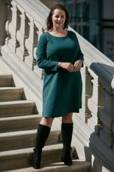 Sukienka Klara w kolorze ciepłego bałtyku XXL OVERSIZE JESIEŃ. Sukienki Moda Size Plus Iwanek, na jesień, s, bez wzorów, z bawełny, eleganckie, bez kołnierzyka, bez ramiączek, mini, oversize. W wyprzedaży za 149.90 zł.