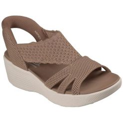 Sandały damskie Skechers Parallel Lite Summer Invite. Brązowe sandały Skechers, bez wzorów, z materiału, bez obcasa, bez zapięcia. Za 490.00 zł.