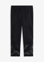 Legginsy rybaczki z koronką. Czarne legginsy bonprix, bez wzorów, z koronki. Za 59.99 zł.