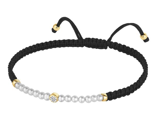 Bransoletka z diamentem, perłami i elementami żółtego złota - próba 375. Żółte bransoletki Apart, z diamentem, złote. Za 829.00 zł.