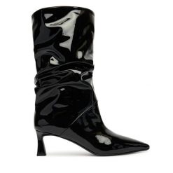 Botki Pollini. Czarne botki Pollini, bez wzorów, bez obcasa, na słupku, bez zapięcia. Za 2,459.00 zł.
