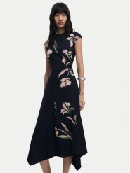 Desigual Sukienka codzienna Katrina 25WWVK12 Czarny Slim Fit. Czarne sukienki Desigual, na co dzień, m, bez wzorów, z bawełny, bez kołnierzyka, bez ramiączek, proste. Za 429.99 zł.