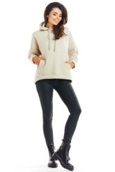 Beżowa Oversizowa Bluza z Kapturem. Brązowe bluzy Infinite You, l, bez wzorów, z bawełny, z kapturem. Za 194.90 zł.