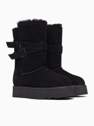 Gooce Skórzane kozaki zimowe "Huntspill Waterproof" w kolorze czarnym rozmiar: 41. Czarne kozaki Gooce, na zimę, z materiału, bez obcasa, na platformie, bez zapięcia. Za 282.99 zł.