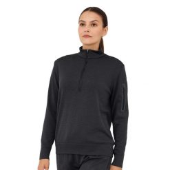 Bluza damska wełniana z krótkim ekspresem Brubeck OUTDOOR MERINO. Szare bluzy Brubeck, m, bez wzorów, z elastanu, bez kaptura. Za 299.00 zł.