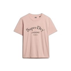 Koszulka damska Superdry Brand Mark. Czerwone bluzki Superdry, bez wzorów, bez kołnierzyka, bez ramiączek. Za 142.45 zł.