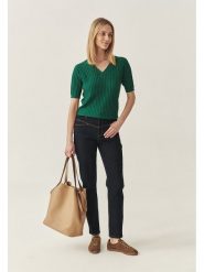 TATUUM Bluzka "Sewilla" w kolorze zielonym rozmiar: XS. Zielone swetry Tatuum, xs, bez wzorów, prążkowane, bez ramiączek. Za 65.69 zł.