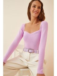 Happiness Istanbul Sweter w kolorze jasnoróżowym rozmiar: S/M. Różowe swetry Happiness Istanbul, m, bez wzorów, prążkowane, bez ramiączek. Za 60.99 zł.