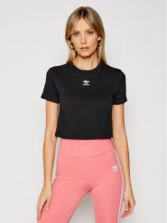 Adidas T-Shirt Crop Top GN2802 Czarny Regular Fit. Czarne t-shirty Adidas, bez wzorów, z bawełny, bez kołnierzyka, bez ramiączek. Za 49.99 zł.