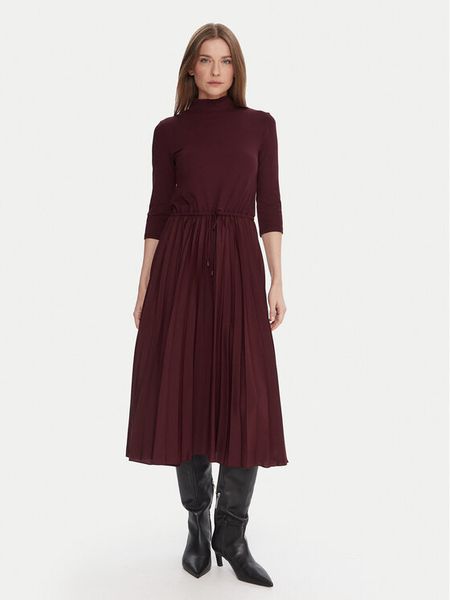 Tommy Hilfiger Sukienka codzienna WW0WW46138 Bordowy Slim Fit. Czerwone sukienki TOMMY HILFIGER, na co dzień, xs, bez wzorów, z wiskozy, bez kołnierzyka, bez ramiączek, proste. Za 559.99 zł.