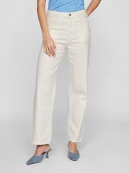 Vila Dżinsy - Tapered fit - w kolorze kremowym rozmiar: 36/L32. Brązowe jeansy Vila, l, bez wzorów, z podwyższonym stanem. Za 160.95 zł.