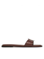 Calvin Klein Klapki Flat Slide W/Ck Hw Big - Lth HW0HW02482 Brązowy. Brązowe klapki Calvin Klein, bez wzorów, ze skóry, bez obcasa. Za 259.99 zł.