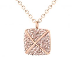 Naszyjnik ze stali szlachetnej z kryształami - kwadrat. Naszyjniki Artelioni, ze stali. Za 139.00 zł.