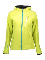 Peak Mountain Kurtka softshellowa w kolorze jaskrawożółtym rozmiar: S. Żółte kurtki sportowe Peak Mountain, m, bez wzorów, z materiału, z kapturem, outdoorowe. Za 170.87 zł.