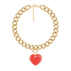 Bransoletka z sercem z czerwoną emalią na Łańcuchu No.4 pozłacana. Czerwone bransoletki Lilou, pozłacane. Za 374.00 zł.