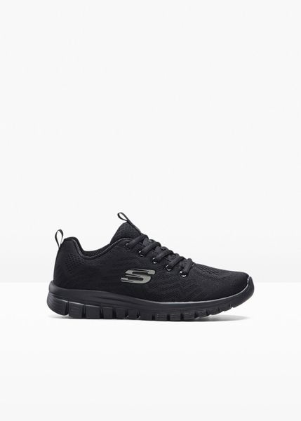 Sneakersy marki Skechers z pianką memory. Czarne obuwie sportowe bonprix, bez zapięcia. Za 269.99 zł.