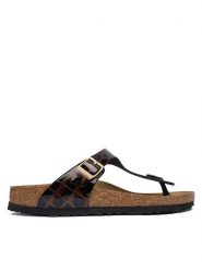 Birkenstock Japonki Gizeh 1032837 Czarny. Czarne klapki Birkenstock, bez wzorów, z lakierowanej skóry, bez obcasa. Za 674.99 zł.