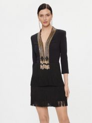 Elisabetta Franchi Sukienka koktajlowa AB-501-37E2-V780 Czarny Regular Fit. Czarne sukienki Elisabetta Franchi, bez wzorów, z syntetyku, wizytowe, bez kołnierzyka, bez ramiączek. Za 2,329.00 zł.