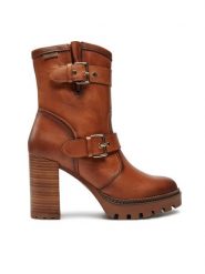 Pikolinos Botki W1J-8791 Brązowy. Brązowe botki Pikolinos, bez wzorów, ze skóry, bez obcasa, na słupku, bez zapięcia. Za 839.99 zł.