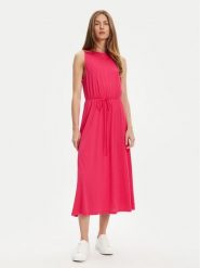 United Colors Of Benetton Sukienka letnia 3Q225V00X Różowy Regular Fit. Czerwone sukienki United Colors of Benetton, na lato, s, bez wzorów, z wiskozy, bez kołnierzyka, bez ramiączek. Za 179.99 zł.