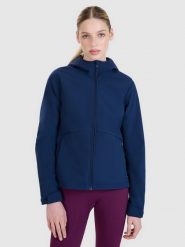 4F Kurtka softshell wiatroodporna membrana 5000 damska - granatowa XL. Niebieskie kurtki 4f, na zimę, m, bez wzorów, z dzianiny, z kapturem, windstopper. W wyprzedaży za 159.99 zł.