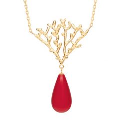 Naszyjnik Koral z czerwoną żywicą pozłacany. Czerwone naszyjniki Lilou, z koralem, pozłacane. Za 189.00 zł.