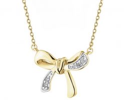 Naszyjnik z żółtego złota z diamentami - kokardka - 0,01 ct - próba 375. Żółte naszyjniki Apart, z diamentem, złote. Za 1,559.00 zł.