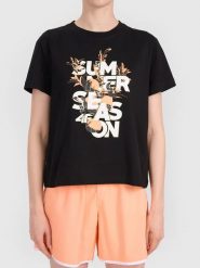 4F Koszulka w kolorze czarnym rozmiar: S. Czarne bluzki 4f, s, bez wzorów, z bawełny, bez kołnierzyka, bez ramiączek. Za 39.40 zł.