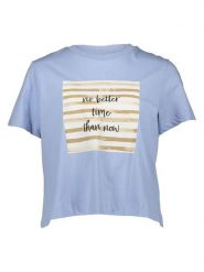 Vero Moda Koszulka w kolorze błękitnym rozmiar: XL. Niebieskie bluzki Vero Moda, xl, bez wzorów, z bawełny, bez kołnierzyka, bez ramiączek. Za 48.05 zł.