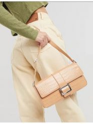 Monki Torebka w kolorze jasnobrązowym rozmiar: onesize. Brązowe torby na ramię Monki, bez wzorów, z materiału, na ramię, bez dodatków. Za 43.99 zł.