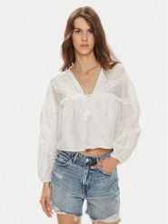 Gina Tricot Bluzka 22685 Biały Loose Fit. Białe bluzki Gina Tricot, l, bez wzorów, z bawełny, bez kołnierzyka, bez ramiączek. Za 149.99 zł.